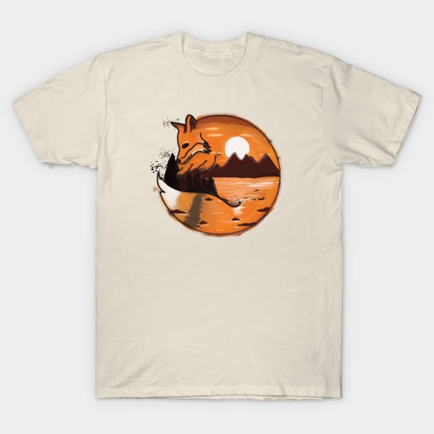 Fox Sunset T-Shirt by PixelSamuel